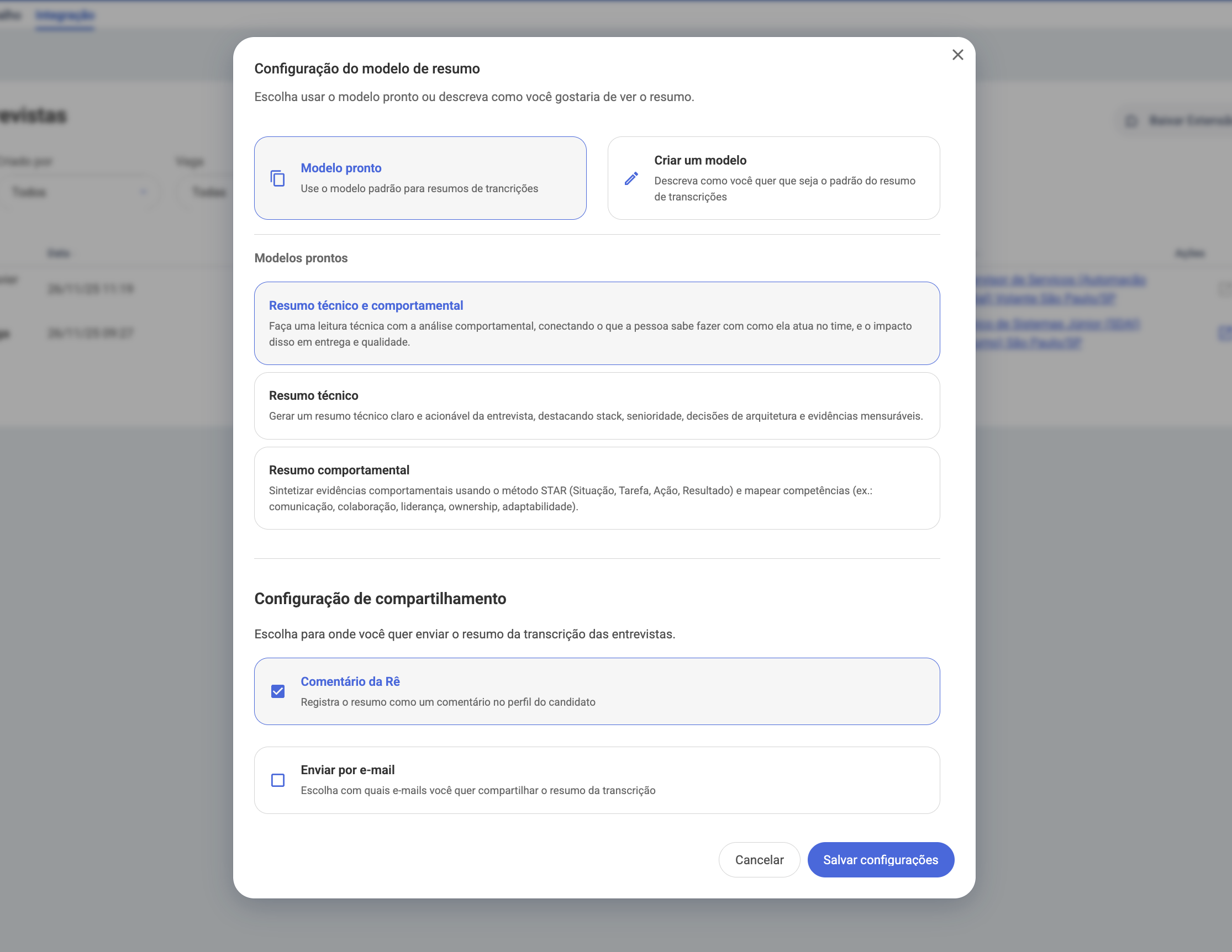 Smart Meeting - Configurações